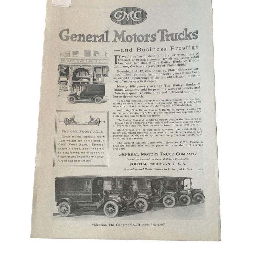 Vintage 1919 GMC General Motor Trucks Business Prestige Ad Advertisement